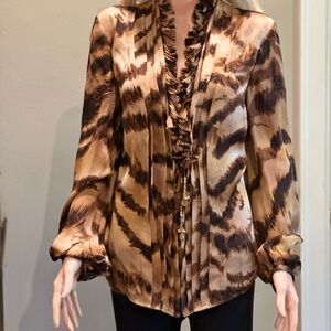 Carlisle Brown and Tan Patterned Blouse